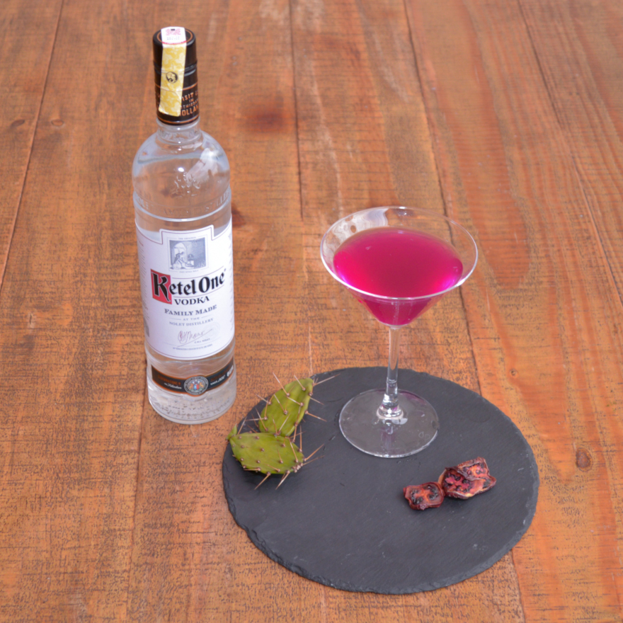 Ketel One Garnished with Good Prickly Pear Martini